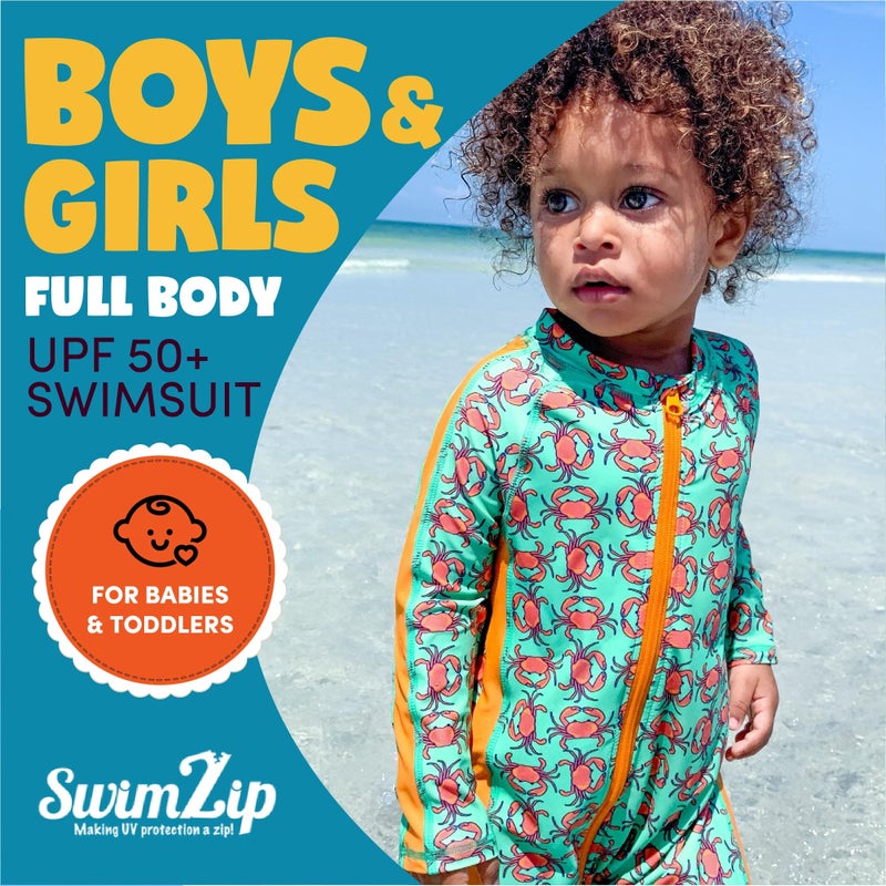 SwimZip بدلة سباحة طويلة الأكمام للأولاد من SwimZip مع حماية UPF 50+ للأطفال والرضع والأولاد الصغار - Image 5